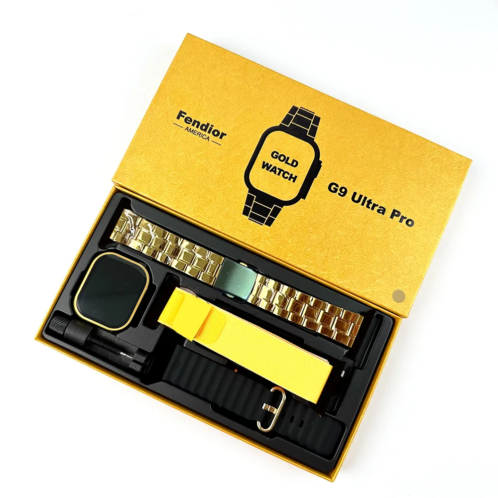 G9 Ultra Pro Smart Watch | Fendior | Golden Edition | 3 Pairs of Straps