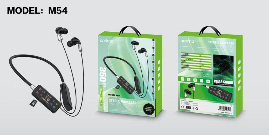 M54 Stereo Wireless Neckband Earphones with SD Card Support | Bluetooth