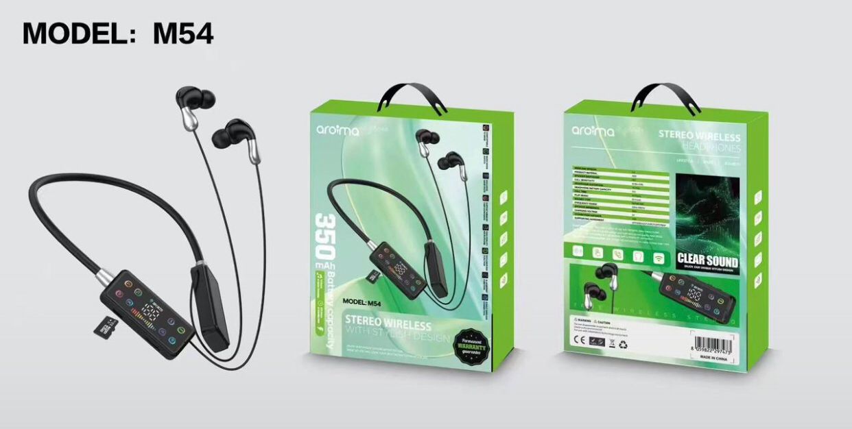 M54 Stereo Wireless Neckband Earphones with SD Card Support | Bluetooth